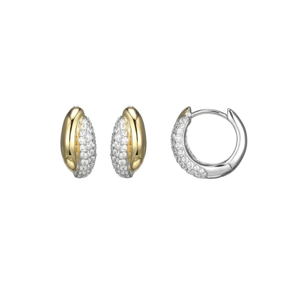 Hoop earrings with a matte black finish for a sleek, edgy vibe-SS Two-Tone CZ 14mm Hoop Earrings