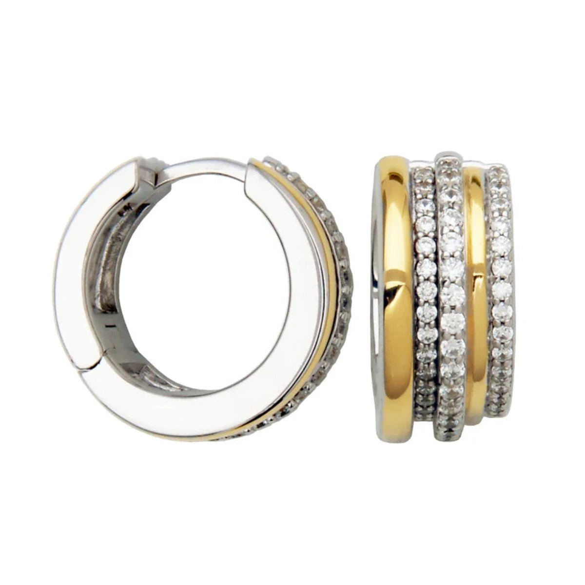 Hoop earrings with open designs for a modern, lighthearted vibe-SS Two-Tone CZ 17.5mm Wide Hoop Earrings