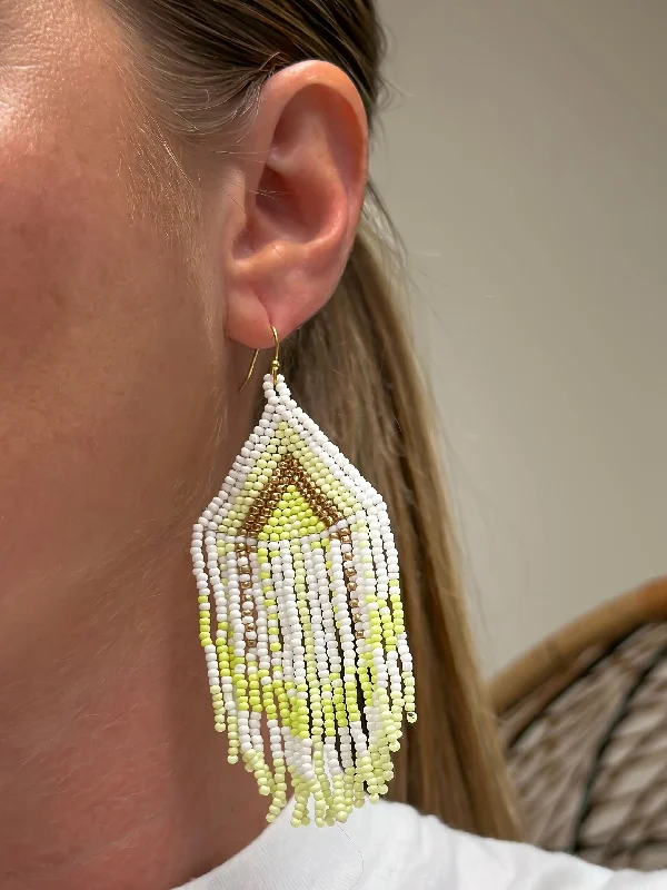 Best hoop earrings with braided leather for a rustic, stylish finish-Summer Fringe Dangle Earrings - Yellow