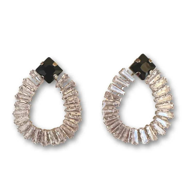 Best hoop earrings with snake-inspired designs for an edgy and fierce vibe-Teardrop Baguette Statement Earrings