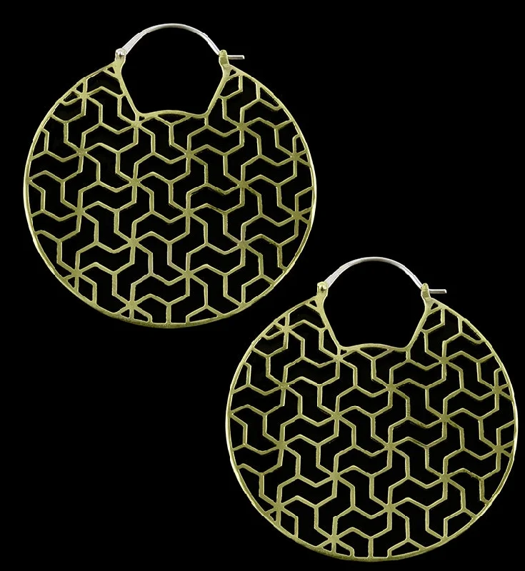 Best hoop earrings with custom engravings for a personalized and meaningful gift-Tessellation Brass Earrings - Weights