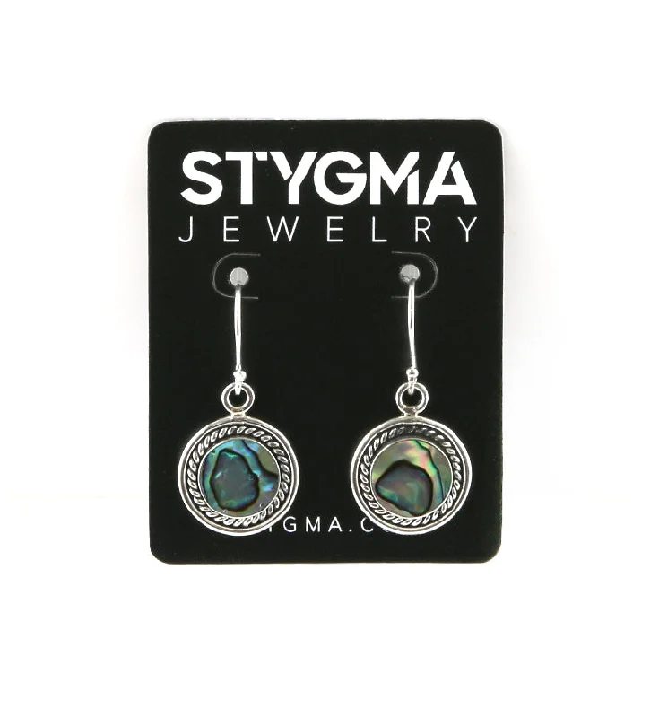 Best hoop earrings with matte finish for a sophisticated, understated design-Threaded Abalone Shell Discus Earrings