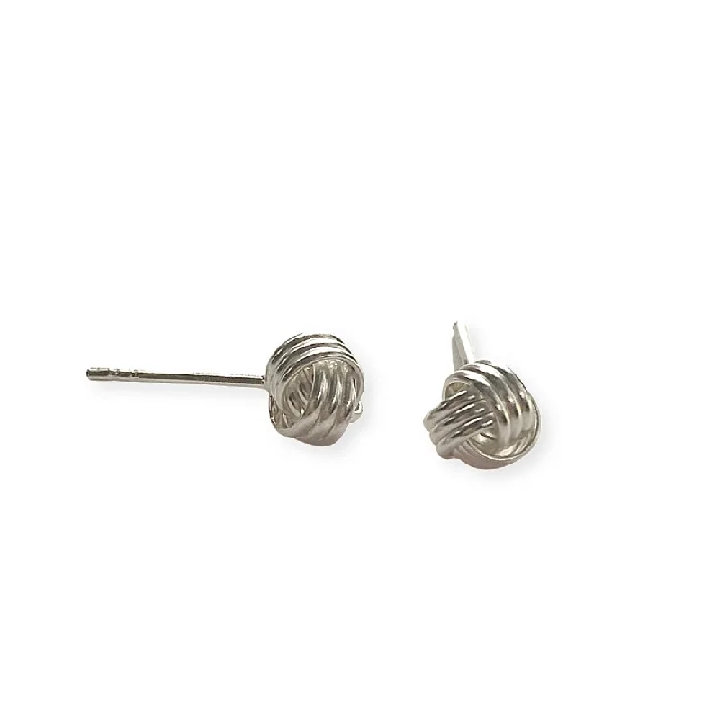 Best hoop earrings with enamel details for a colorful and modern look-Tiesha Silver Knot Studs