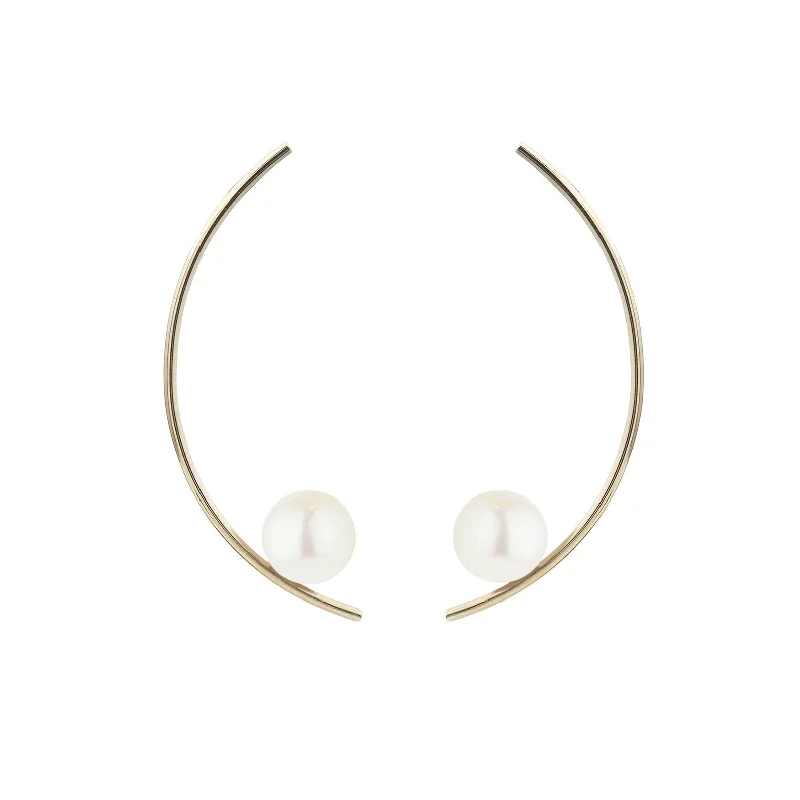 Hoop earrings with crescent moon shapes for a celestial and mystical appearance-Treviso Earrings, White Pearl