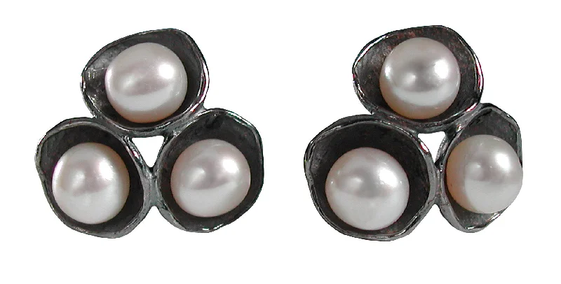 Medium hoop earrings for an everyday look with the perfect balance of style-Tri-Pod Pearl Earrings