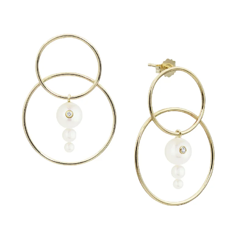 Hoop earrings with heart-shaped frames for a romantic and feminine look-Triple Pearl Diamond Scarpa Earrings