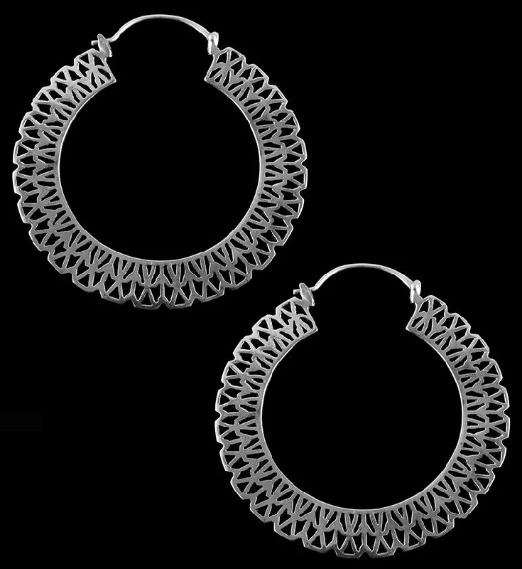 Best hoop earrings with matching bracelets for a coordinated jewelry set-Turbine White Brass Earrings - Weights