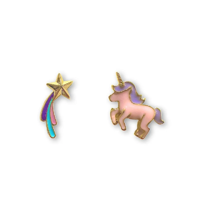 Large hoop earrings for a bold and statement-making fashion accessory-Unicorn Falling Star Studs