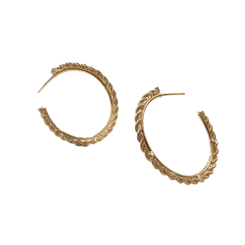 Best hoop earrings with blackened metal for an edgy and bold appearance-Gold Filled Rope Twist Hoops