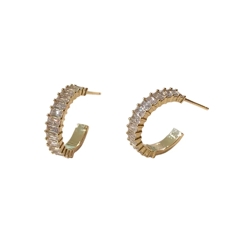 Best hoop earrings with minimal embellishments for a sleek and modern look-Kerry Baguette Hoops Studs