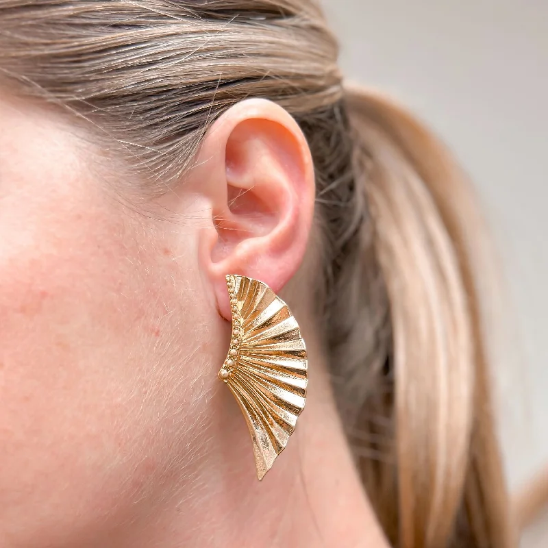 Best hoop earrings with crescent-shaped designs for a bold, moon-inspired style-Vintage Gold Wing Earrings