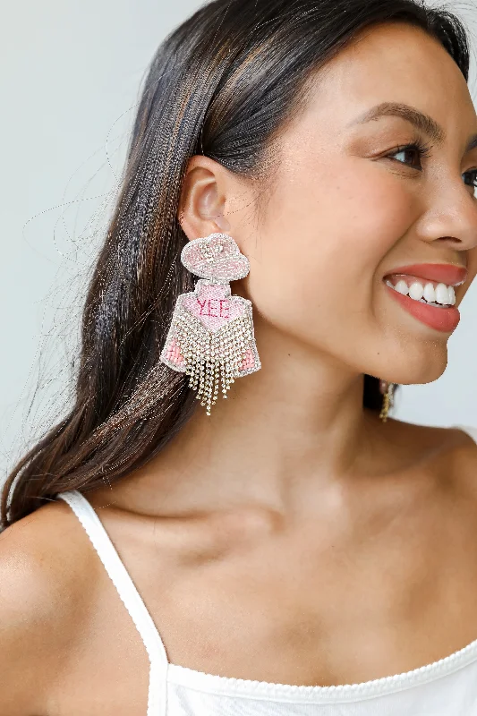 Lightweight hoop earrings for comfortable and all-day wear-Yeehaw Beaded Rhinestone Fringe Earrings