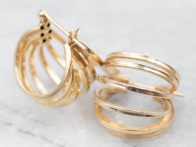 Best hoop earrings with blackened metal for an edgy and bold appearance-Yellow Gold Multi Hoop Earrings