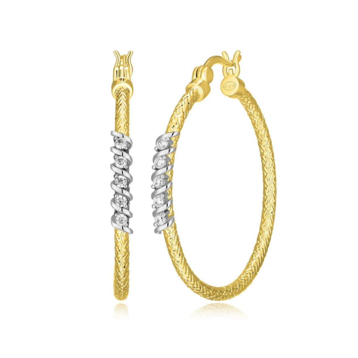 Best hoop earrings with delicate chain details for a trendy and stylish design-YGP Sterling CZ 35mm Mesh Hoop Earrings