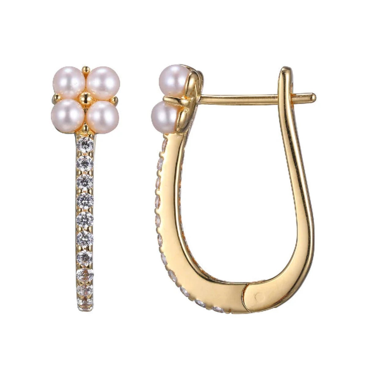 Best hoop earrings with lever-back closures for secure and easy wear-YGP Sterling CZ and FWP Pearl Hoop Earrings