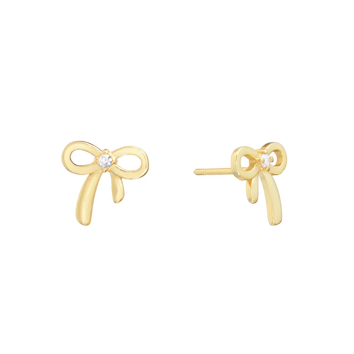 Hoop earrings with polished metal for a shiny and high-quality finish-YGP Sterling CZ Small Bow Earrings