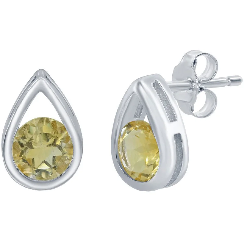 Necklaces and pendants with crescent moon designs for a celestial and mystical feel-Classic Women's Earrings - Pearshape with Round November Birthstone Citrine | D-7209