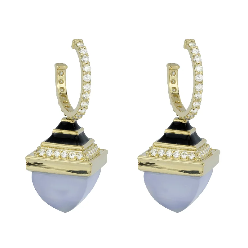 Best necklaces and pendants with cubic zirconia for a budget-friendly dazzling effect-Earrings - Chalcedony And Diamond With Enamel