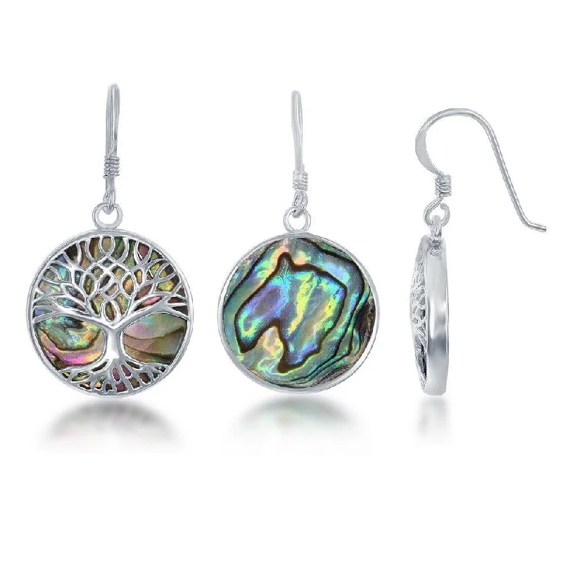 Beautiful necklaces and pendants with moon and star charms for a dreamy effect-Sterling Silver Abalone with Tree of Life Earrings