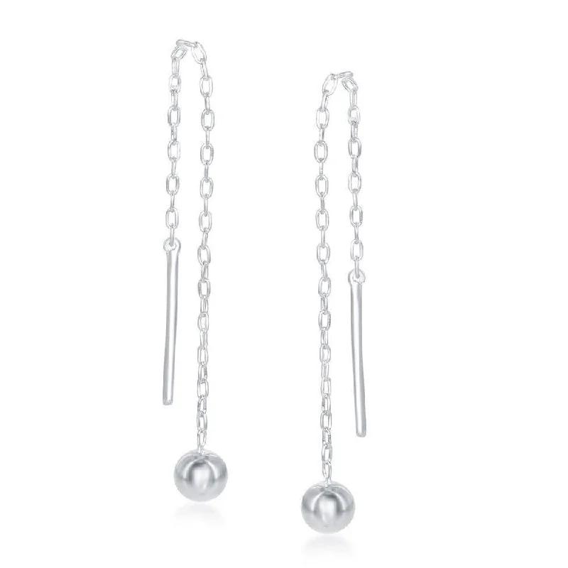 Elegant necklaces and pendants with onyx stones for a sleek, polished look-Sterling Silver Bar with Bead Chain Threader Earrings