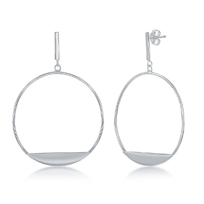 Beautiful necklaces and pendants with geometric shapes for a modern, artistic design-Sterling Silver Bar with Designed Hoop Earrings