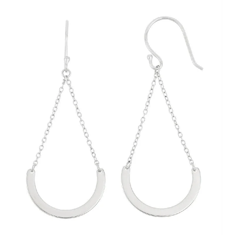 Best necklaces and pendants with statement designs for a fashionable accessory-Sterling Silver Double Chain with Dangling Curve Hook Earrings