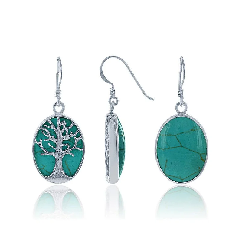 Best necklaces and pendants for everyday wear with minimalist designs-Sterling Silver Green Turquoise with Tree Earrings