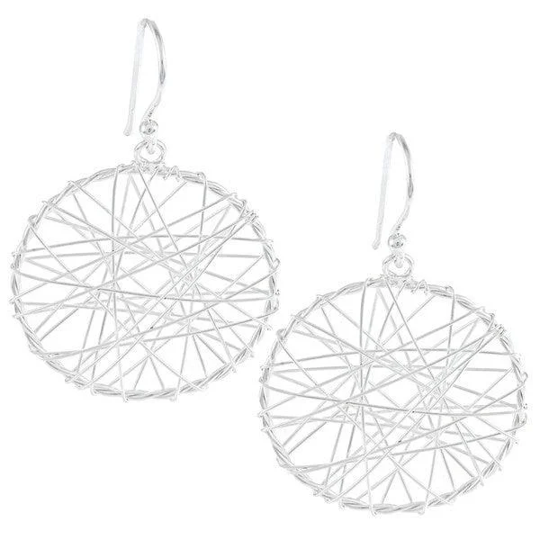 Necklaces and pendants with leaf-shaped designs for an earthy, organic feel-Sterling Silver Open Circle with Wire Criss-Crossing Earrings