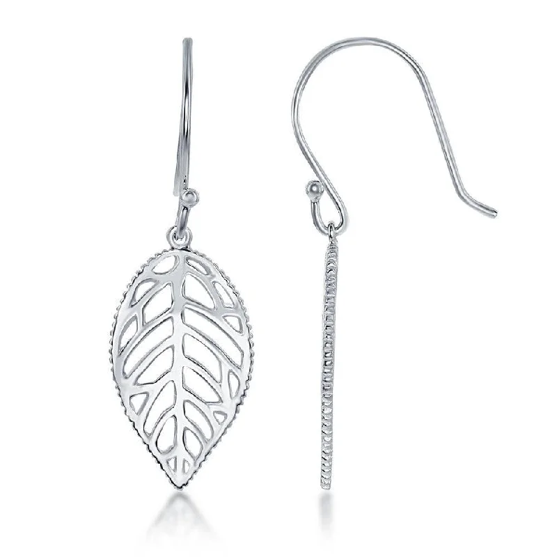 Best necklaces and pendants with adjustable chains for a customizable fit-Sterling Silver Open Leaf with Fish hook Earrings