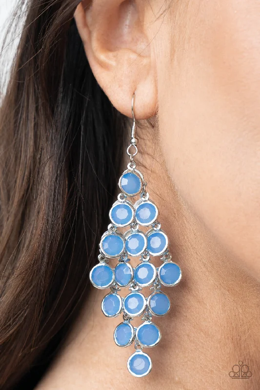 Beautiful necklaces and pendants with moonstone for an ethereal, mystical appearance-With All DEW Respect - Blue - Cascading Bead Paparazzi Fishhook Earrings - July 2021 Summer Party Pack Exclusive