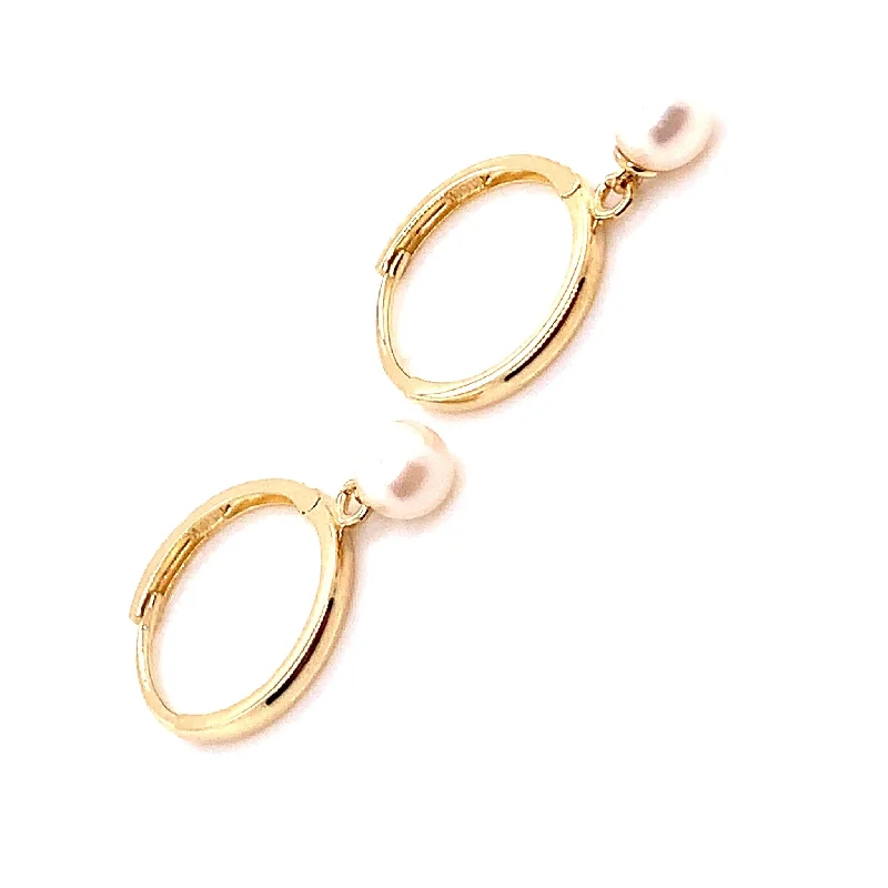 Best necklaces and pendants with emerald gemstones for a rich, sophisticated design-9ct Yellow Gold Hoop Earrings with Pearl