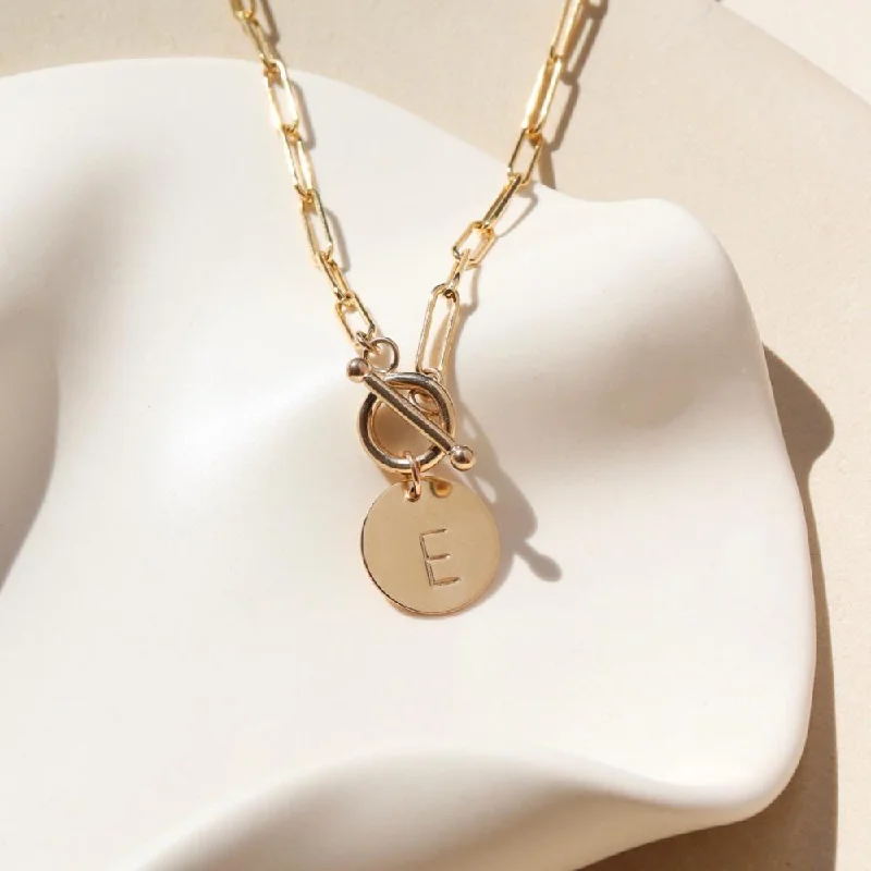 Trendy necklaces and pendants with statement pieces for a bold fashion statement-Chain Link Toggle Necklace with Monogram