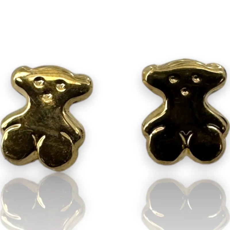 Best necklaces and pendants with art deco elements for a vintage, glamorous design-Kids 10k Solid Yellow Gold Teddy Bear Screw-Back Dainty Small Stud Earrings with 18k Earring Backs (1)