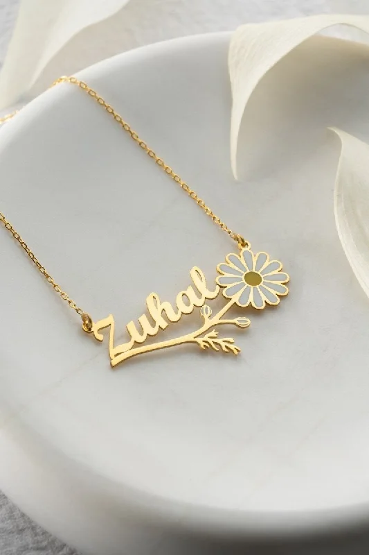 Necklaces and pendants with feather designs for a boho-chic, carefree vibe-Nereze | Personalized Silver Chamomile Necklace with Branches