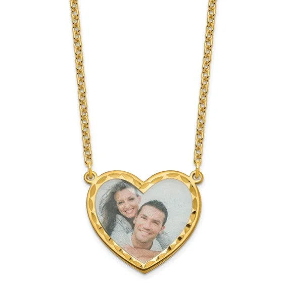 Best necklaces and pendants with cubic zirconia for a budget-friendly dazzling effect-Personalized Large 1 inch Photo Heart with Beveled Edge Necklace