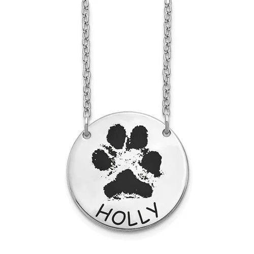 Best necklaces and pendants with emerald gemstones for a rich, sophisticated design-Paw Print with Name Necklace