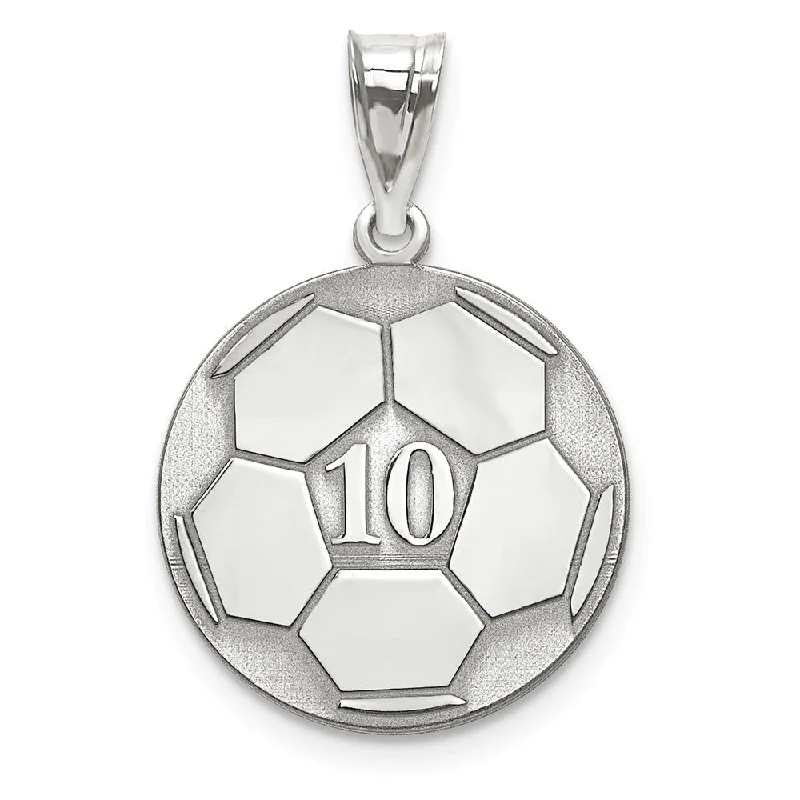 Best necklaces and pendants with heart-shaped lockets for a sentimental keepsake-Soccer Ball with Number and Engraved Name Pendant - Sterling Silver or Solid Gold