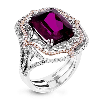 Rings with pave ruby for dazzling sparkle -Color Ring in 18k Gold with Diamonds