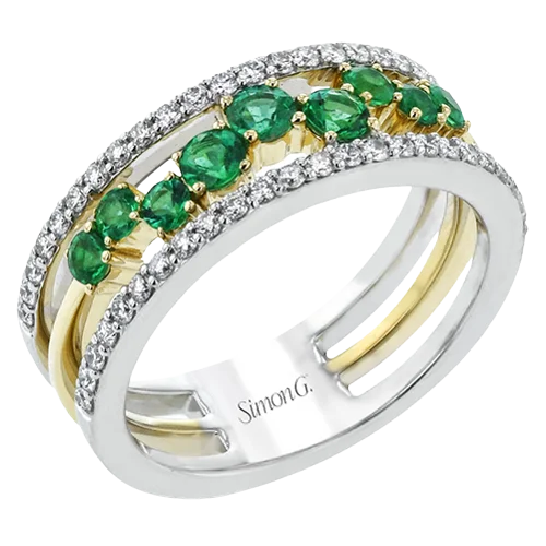 Rings with pave-set gemstones for brilliance -Color Ring in 18k Gold with Diamonds