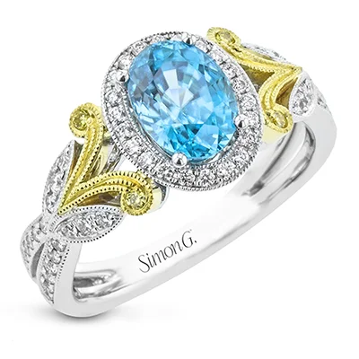 Rings with moonstone gems for ethereal glow -Color Ring in 18k Gold with Diamonds