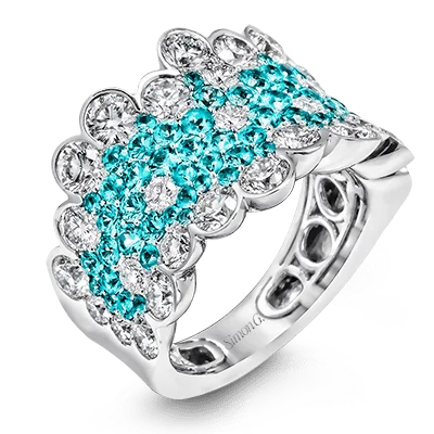 Rings with topaz stones for icy blue -Color Ring in 18k Gold with Diamonds