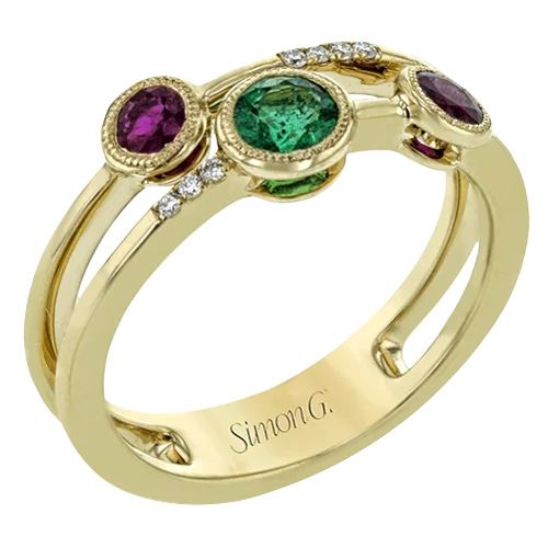 Rings with channel-set turquoise for color -Color Ring in 18k Gold with Diamonds