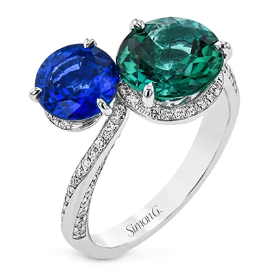 Rings with bold malachite for green swirls -Color Ring in 18k Gold with Diamonds