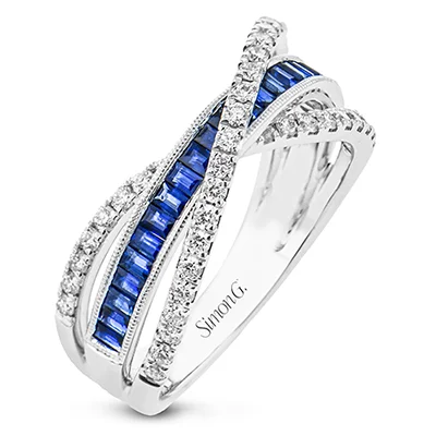 Rings with delicate filigree sapphire settings -Color Ring in 18k Gold with Diamonds