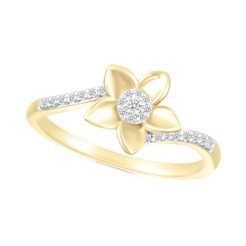 Rings with crescent moon for lunar charm -Daisy Ring with Diamond Center and Band