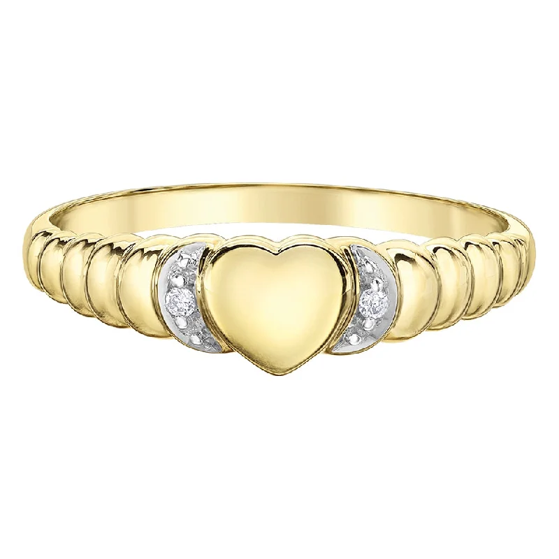 Rings with lotus flower engravings for peace -Heart-Shaped Ring with Diamond Accents