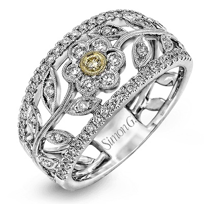 Rings with vine-wrapped bands for nature -Right Hand Ring in 18k Gold with Diamonds