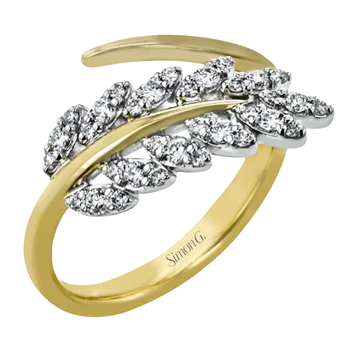 Vintage rings with engraved floral band designs -Right Hand Ring in 18k Gold with Diamonds