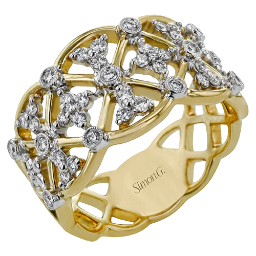 Stackable rings with mixed metal finishes -Right Hand Ring in 18k Gold with Diamonds