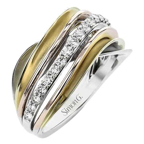 Rings with branch-inspired bands for organic -Right Hand Ring in 18k Gold with Diamonds